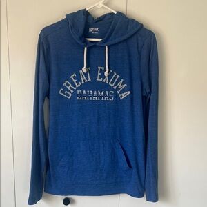 Blue hooded long sleeved tee